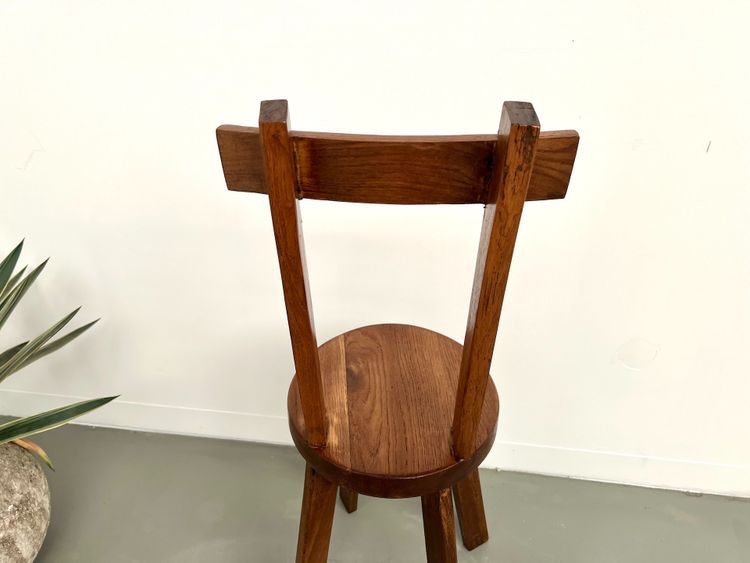 Brutalist chair in solid oak, 1900