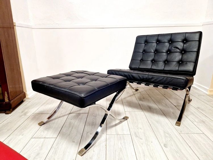 Chaise Lounge et Pouf de Style Mi-Siècle de Barcelone