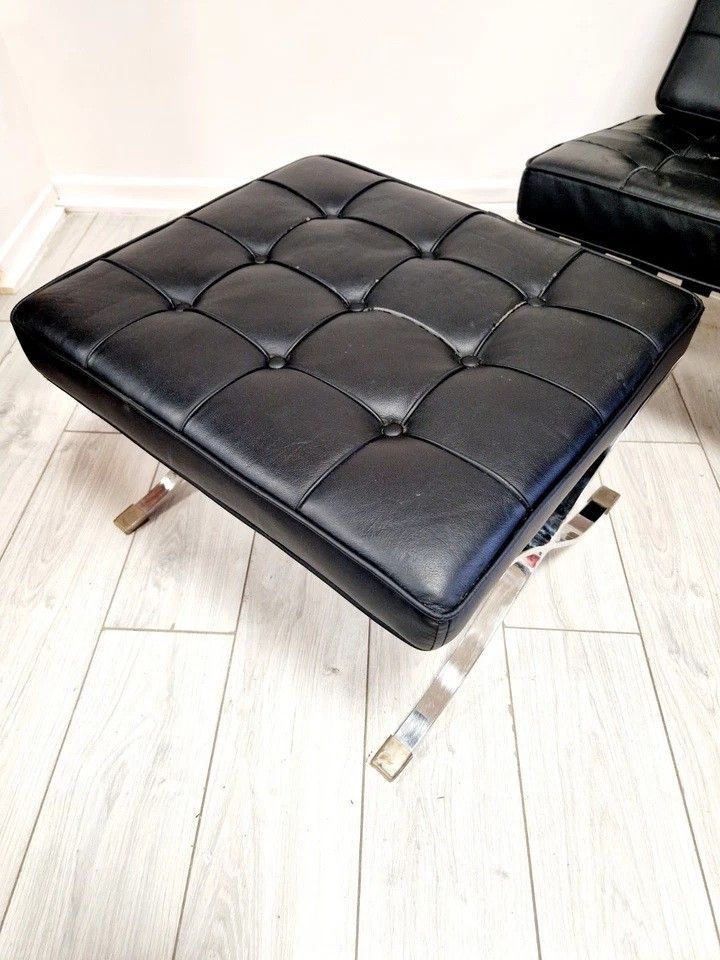 Chaise Lounge et Pouf de Style Mi-Siècle de Barcelone