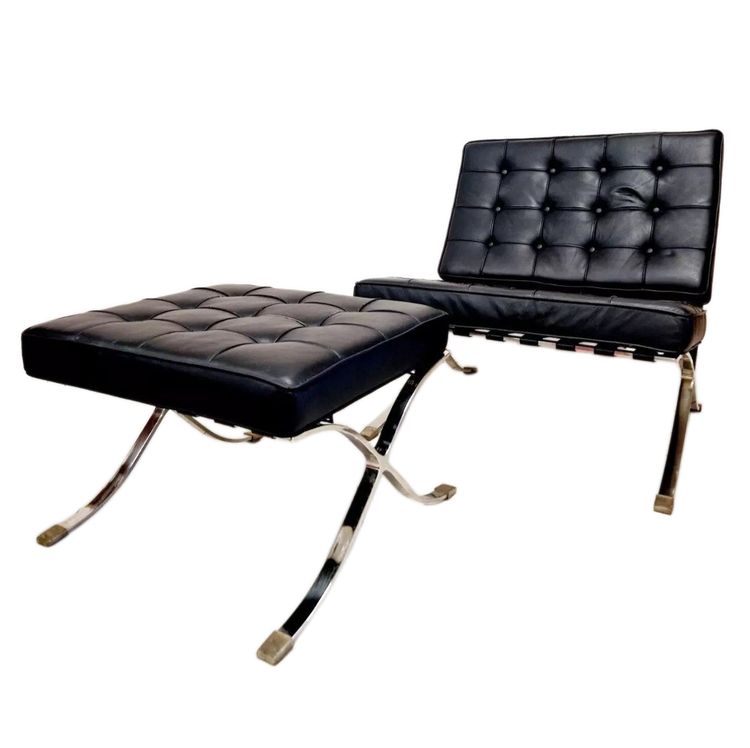 Chaise Lounge et Pouf de Style Mi-Siècle de Barcelone