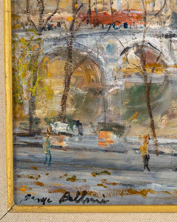 Serge Belloni (1925-2005) - Pont Louis Philippe, les Quais de Seine et Notre-Dame huile sur bois