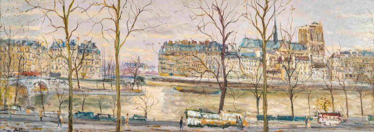 Serge Belloni (1925-2005) - Pont Louis Philippe, les Quais de Seine et Notre-Dame huile sur bois