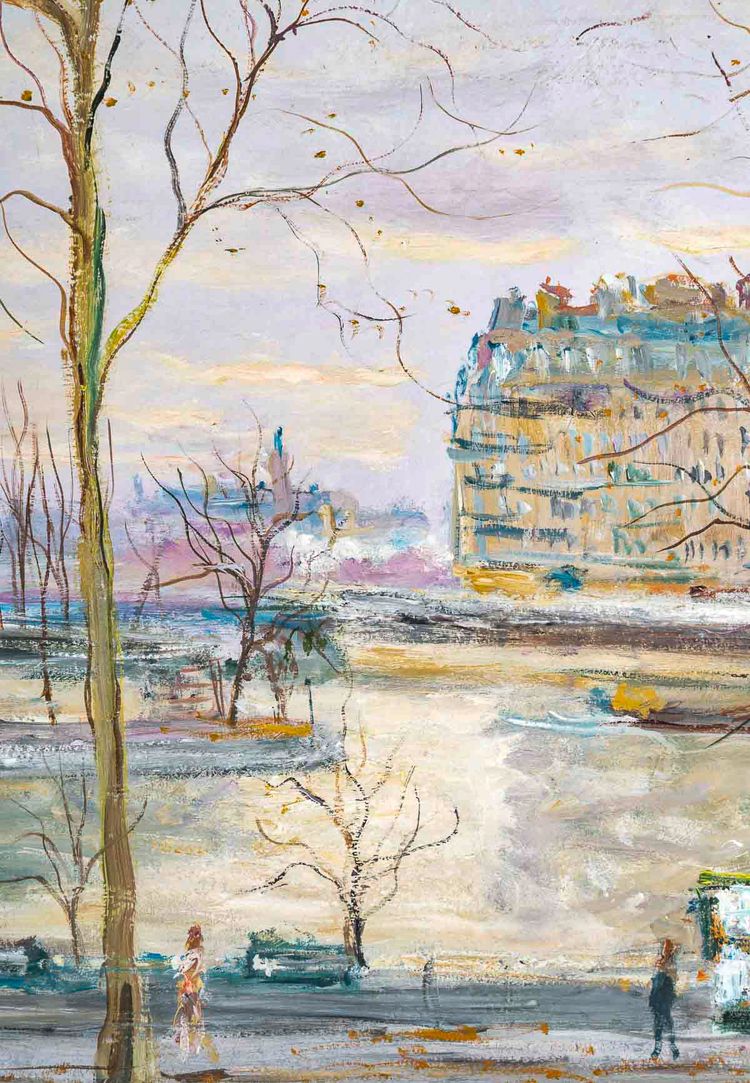 Serge Belloni (1925-2005) - Pont Louis Philippe, les Quais de Seine et Notre-Dame huile sur bois