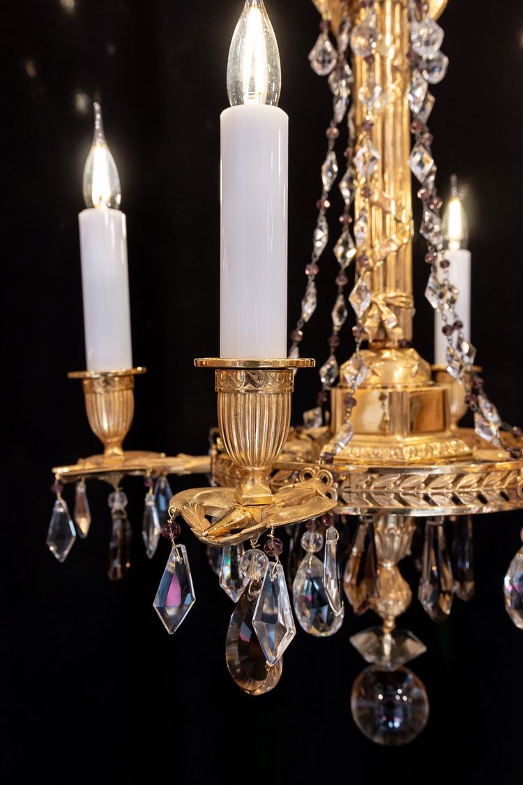 Revolutionary Attributes chandelier in chiseled and gilded bronze, 19th century