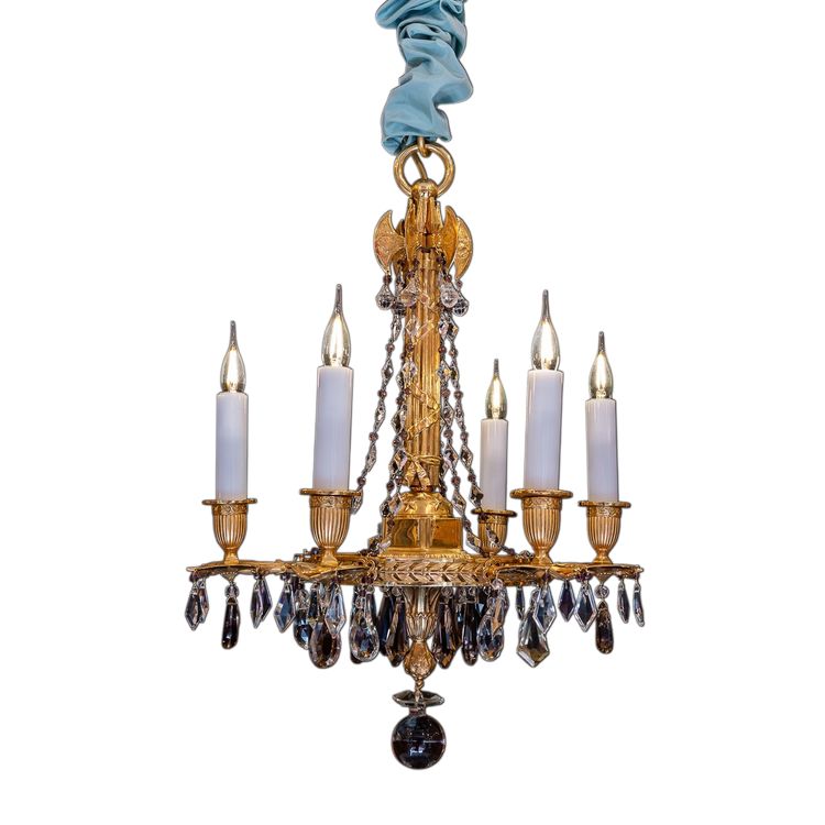 Revolutionary Attributes chandelier in chiseled and gilded bronze, 19th century