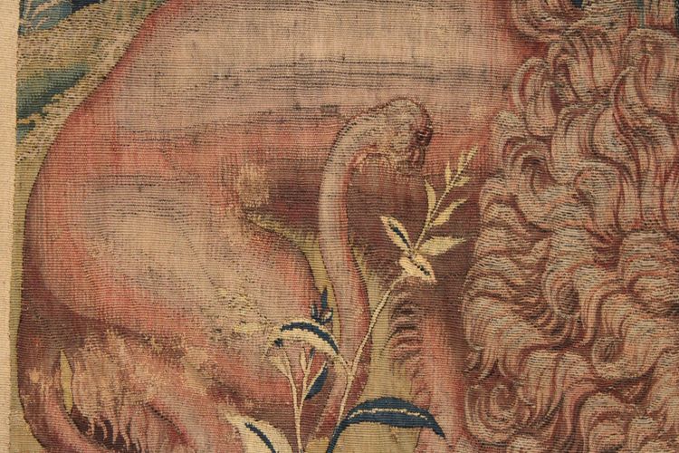 Flemish tapestry animal fight, Flemish workshop, mid-16th century