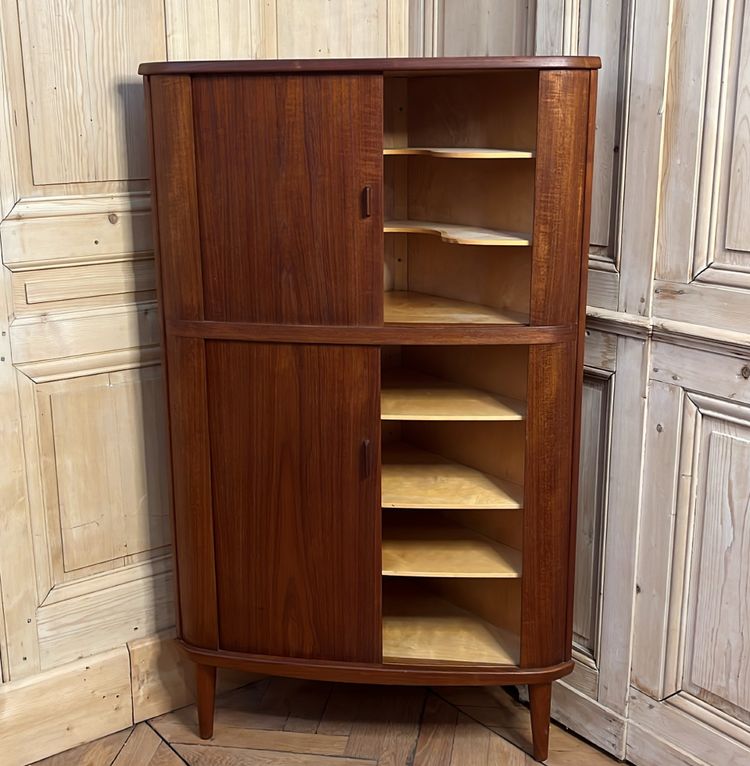 Meuble d'angle Scandinave Portes Rideaux  Désigner Arne Hovmand-Olsen  Éditeur Skovmand & Andersen 