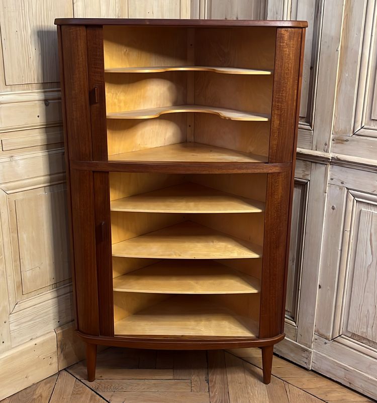 Meuble d'angle Scandinave Portes Rideaux  Désigner Arne Hovmand-Olsen  Éditeur Skovmand & Andersen 