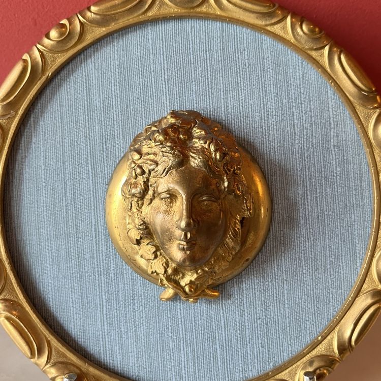 Pair of medallions, Bacchus, gilded bronze