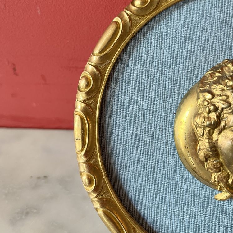 Pair of medallions, Bacchus, gilded bronze