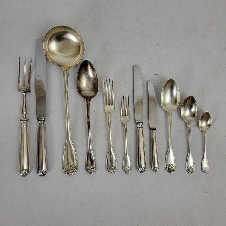 Boulenger 88-piece silver-plated metal cutlery set, shell model