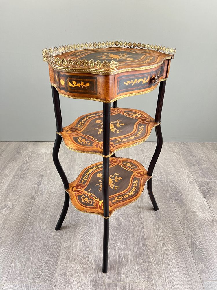 Elegant Marquetry Shelf Table, Napoleon III Period