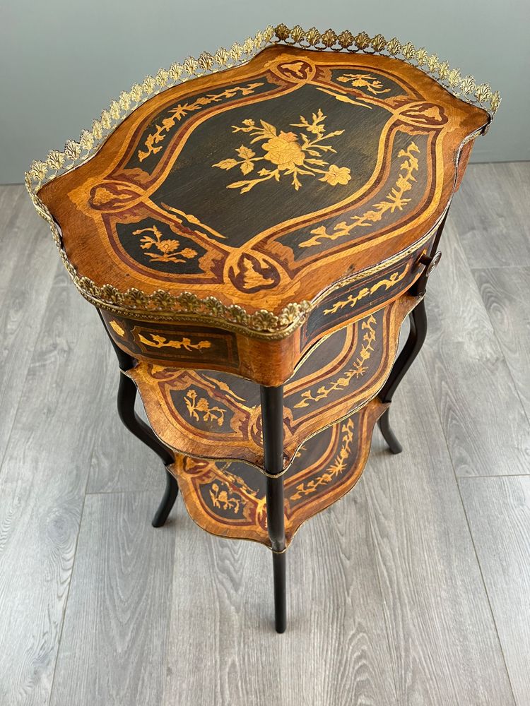 Elegant Marquetry Shelf Table, Napoleon III Period