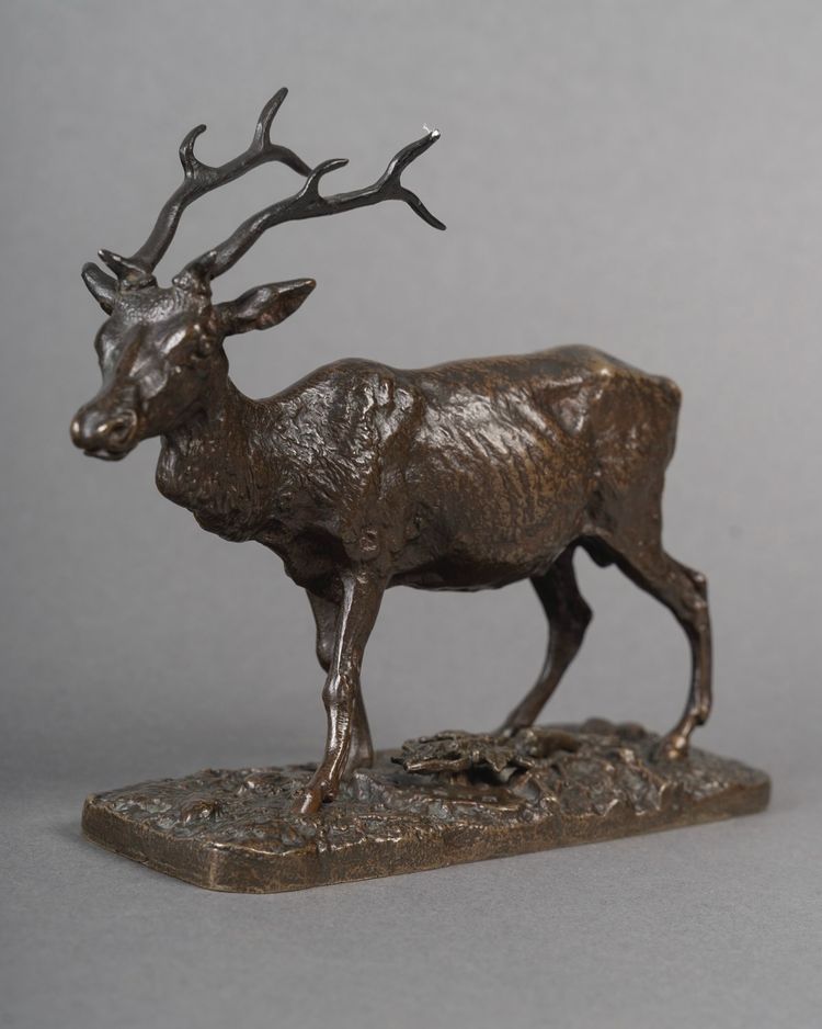 Scultura - Il cervo che cammina, Pierre-Jules Mêne (1810-1879) - Bronzo