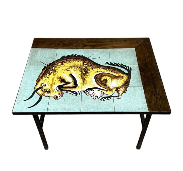 Vintage Ceramic Bull Coffee Table Circa 1960  