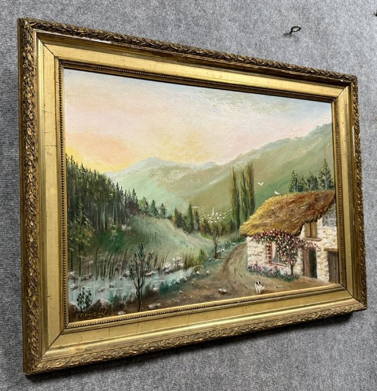 Dipinto di scuola francese, inizio XX secolo, olio su tavola, firmato