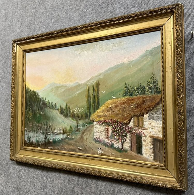 Dipinto di scuola francese, inizio XX secolo, olio su tavola, firmato