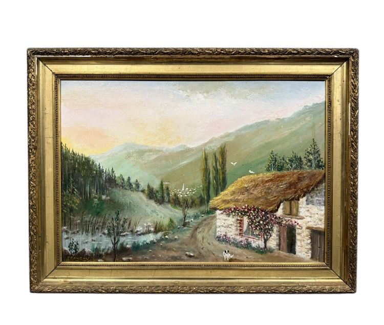 Dipinto di scuola francese, inizio XX secolo, olio su tavola, firmato