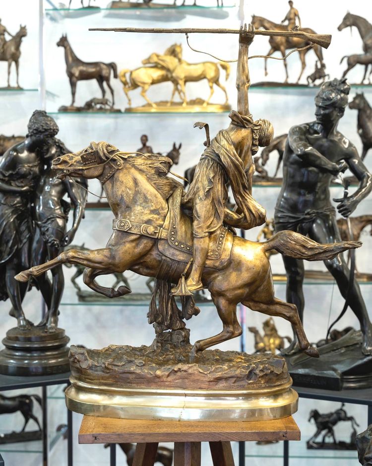 Sculpture - La Fantasia Arabe , Prosper Lecourtier (1851-1924) - Bronze