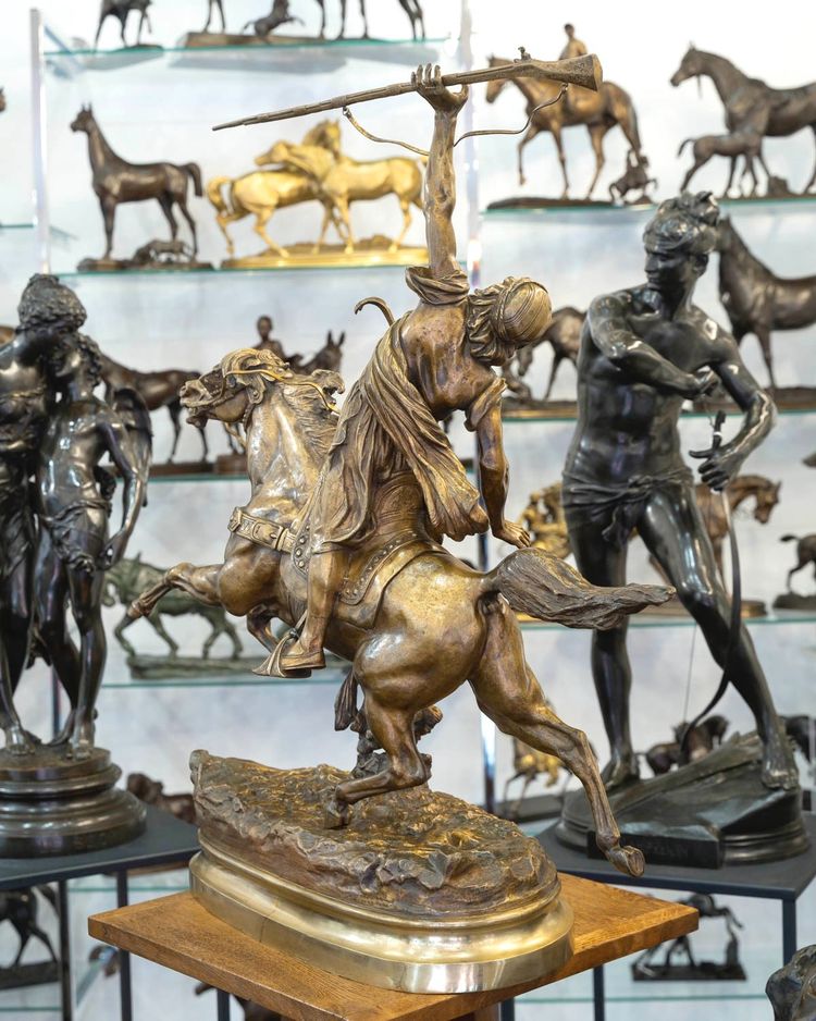 Sculpture - La Fantasia Arabe , Prosper Lecourtier (1851-1924) - Bronze