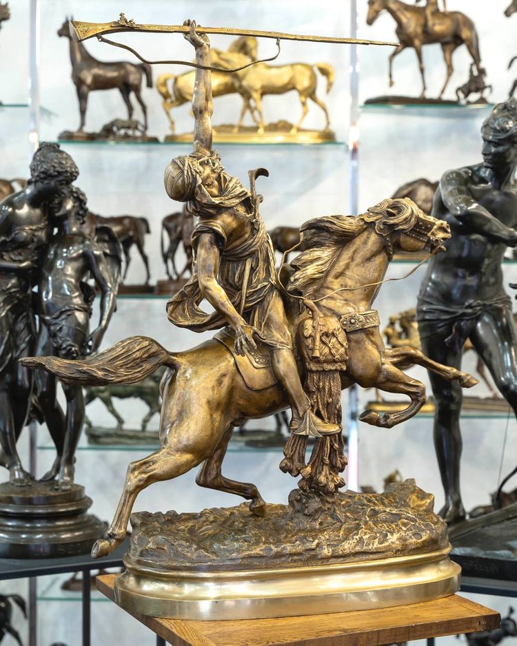 Sculpture - La Fantasia Arabe , Prosper Lecourtier (1851-1924) - Bronze