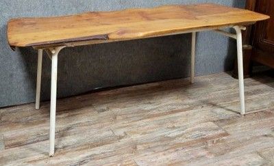 Brutalist Dining Table In Wood And Iron 