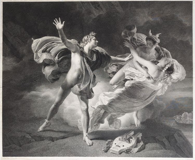 Orphée Et Eurydice Gravure Mythologique Néo-classique  d'après Drolling 19ème