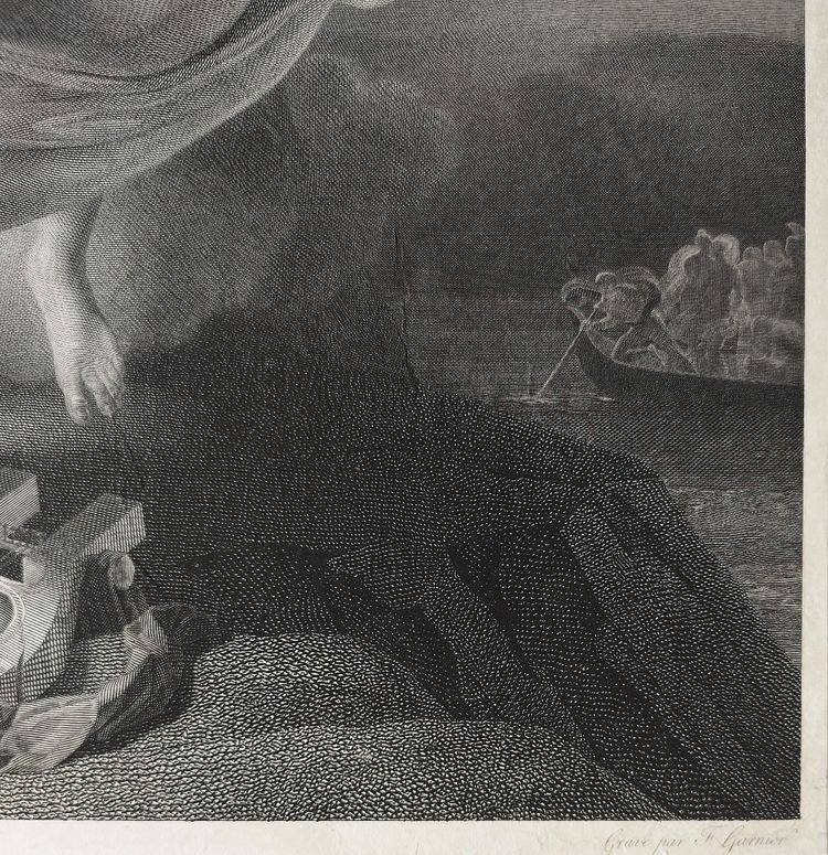 Orphée Et Eurydice Gravure Mythologique Néo-classique  d'après Drolling 19ème