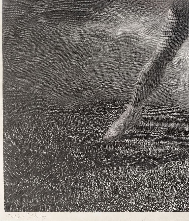 Orphée Et Eurydice Gravure Mythologique Néo-classique  d'après Drolling 19ème