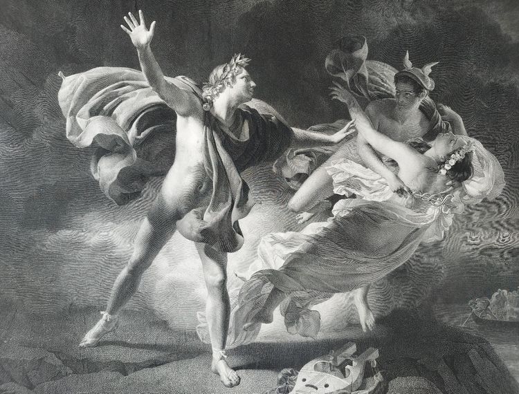 Orphée Et Eurydice Gravure Mythologique Néo-classique  d'après Drolling 19ème