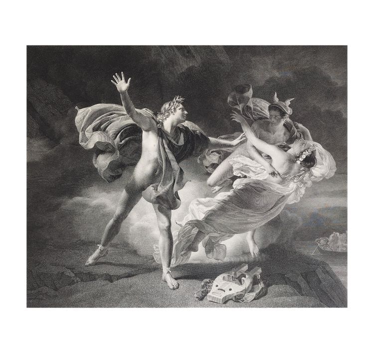 Orphée Et Eurydice Gravure Mythologique Néo-classique  d'après Drolling 19ème