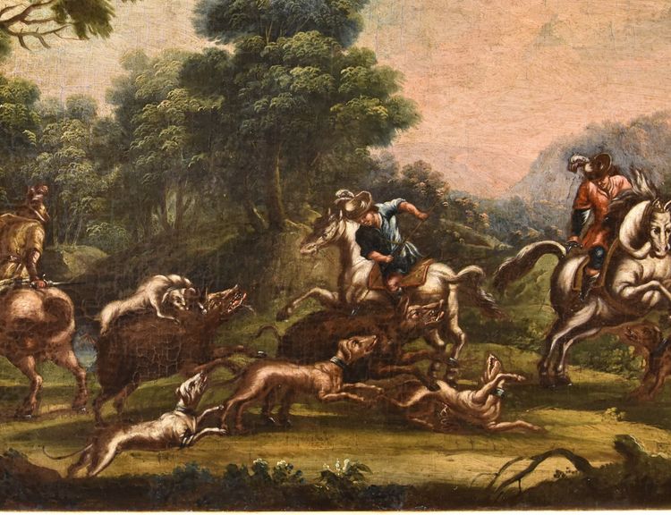 Christian Reder (Leipzig 1656 - Rom 1729), Landschaft mit Wildschweinjagd