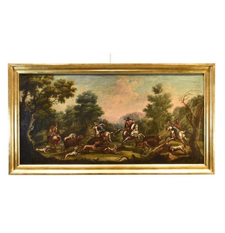 Christian Reder (Leipzig 1656 - Rom 1729), Landschaft mit Wildschweinjagd