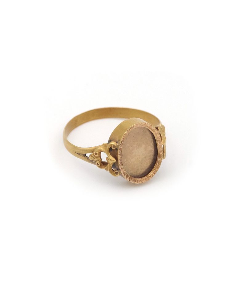 Bague de sentiment à compartiment secret en or 18k, bague portrait, bague ancienne, Napoléon III 