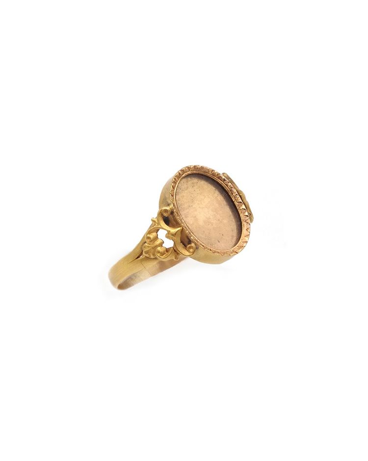 Bague de sentiment à compartiment secret en or 18k, bague portrait, bague ancienne, Napoléon III 