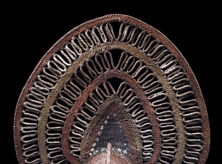 Yam-Maske, Stammeskunst, Ozeanische Kunst, Korbflechterei, Papua-Neuguinea, Korbflechterei, 40 cm