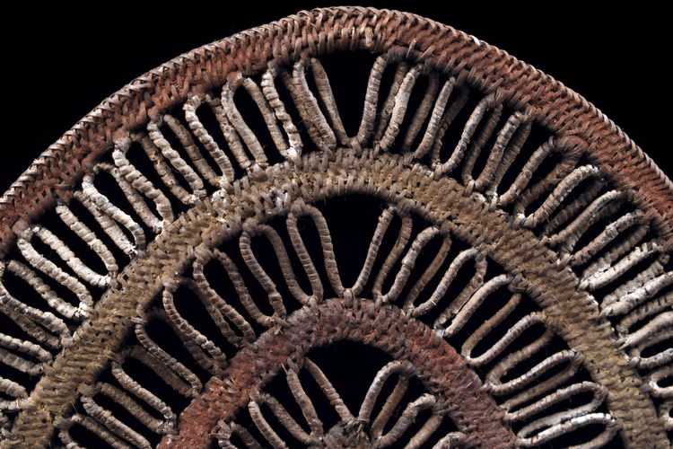 Yam-Maske, Stammeskunst, Ozeanische Kunst, Korbflechterei, Papua-Neuguinea, Korbflechterei, 40 cm