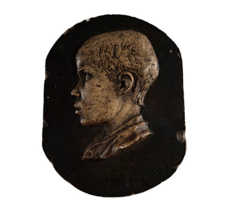 Calco in gesso di Charles Filleul, profilo di un bambino, un piccolo Teigneux
