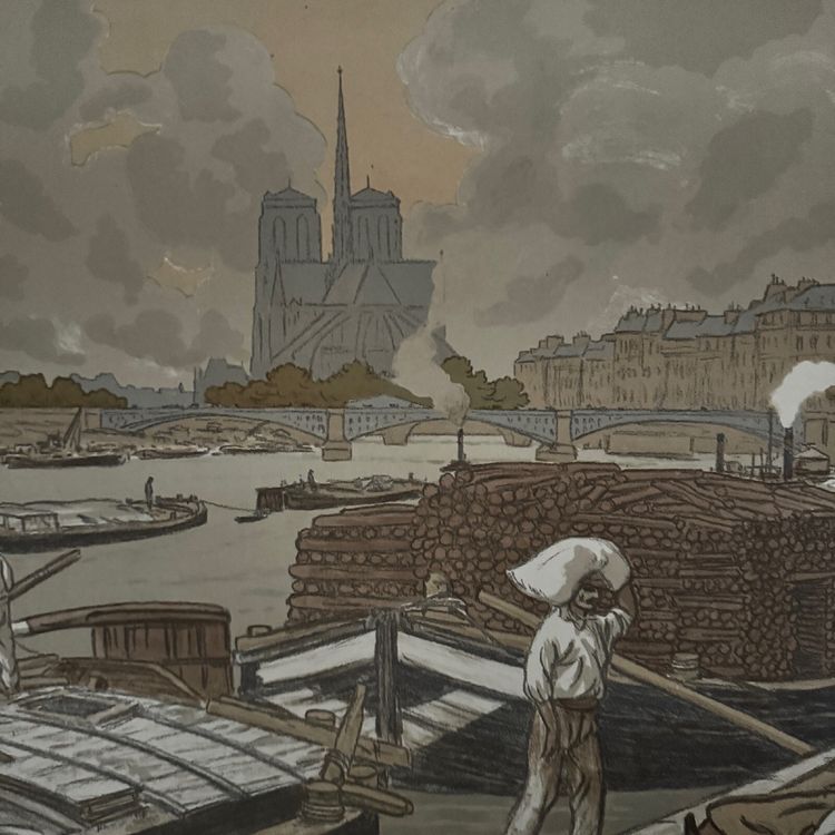 Lithographie par Henri Rivière Paysages Parisiens - Quai d'Austerlitz