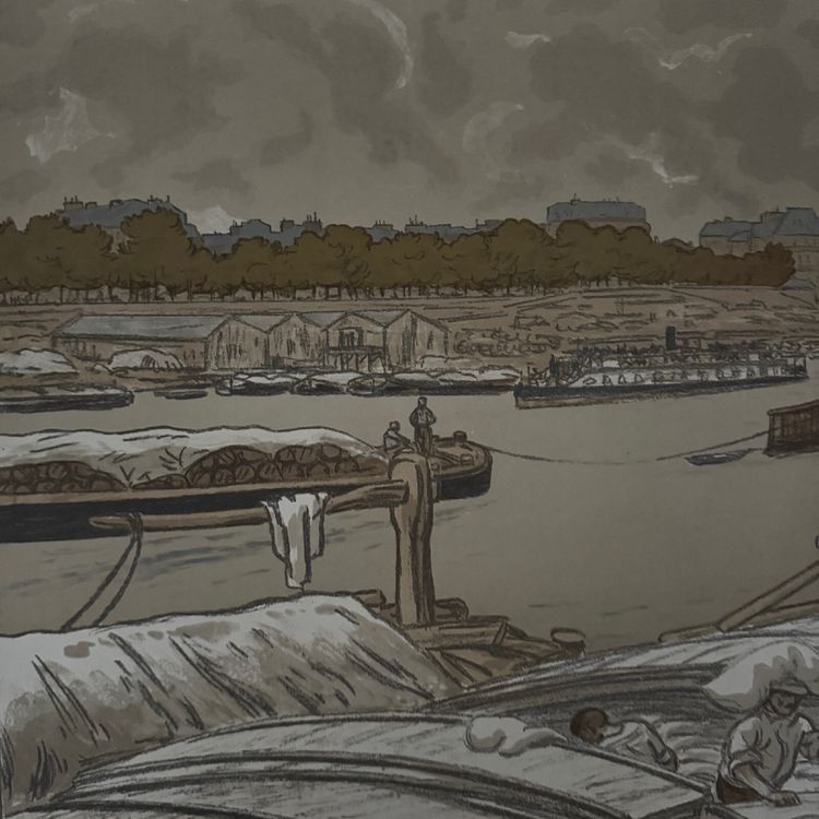 Lithographie par Henri Rivière Paysages Parisiens - Quai d'Austerlitz