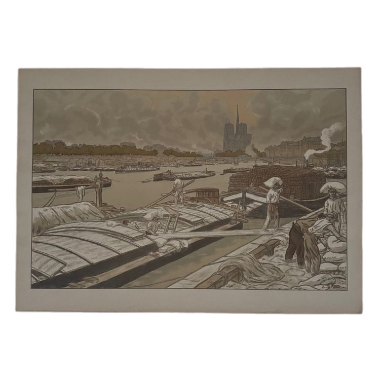 Lithographie par Henri Rivière Paysages Parisiens - Quai d'Austerlitz