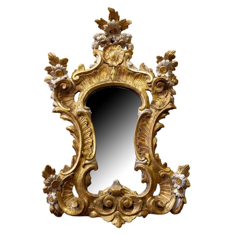 Large gorgeous Italian mid-18th-century carved gilded and silvered wood mirror