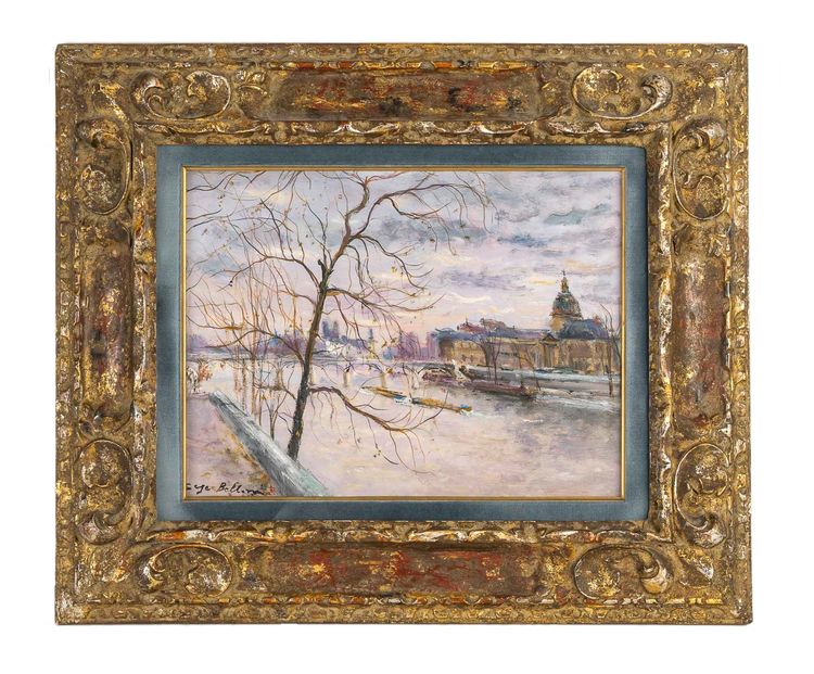 Serge Belloni (1925-2005) – Die Pont des Arts und das Institut, Öl auf Holz, circa 1980