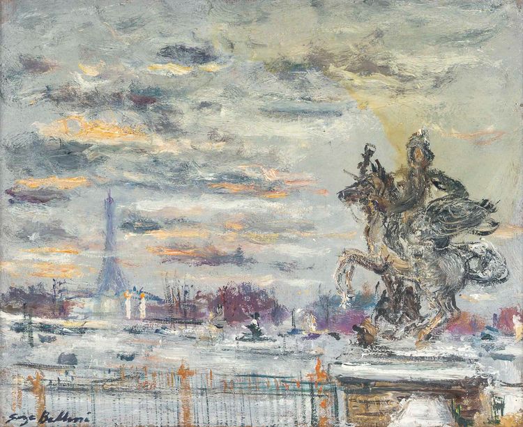 Serge Belloni (1925-2005) - La Place de la Concorde Oil on Canvas, circa 1973