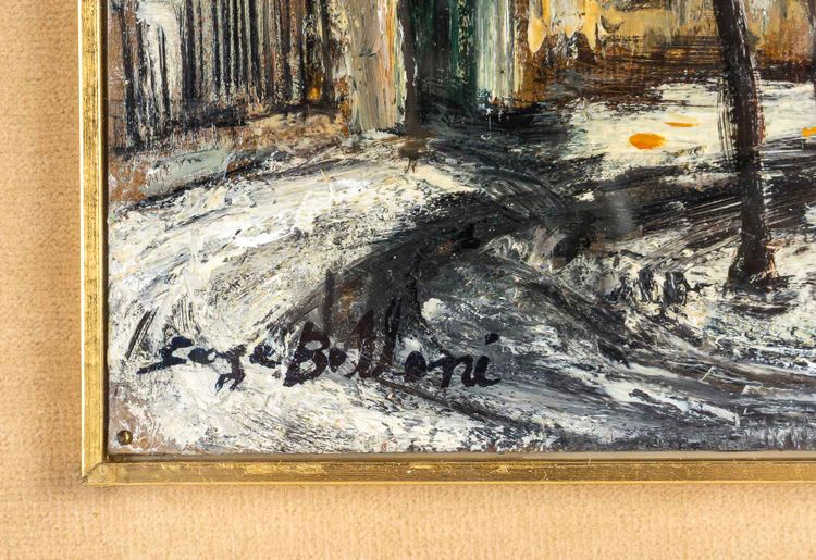 Serge Belloni (1925-2005) - La Place Furstenberg Under the Snow Oil on Canvas, circa 1970