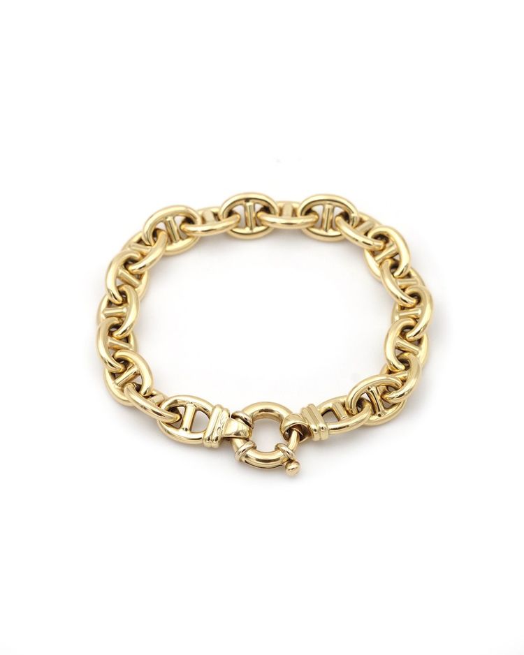 18 Karat Gold Marine Mesh Armband, Vintage Gold Armband, Ankerkette, Second Hand Armband