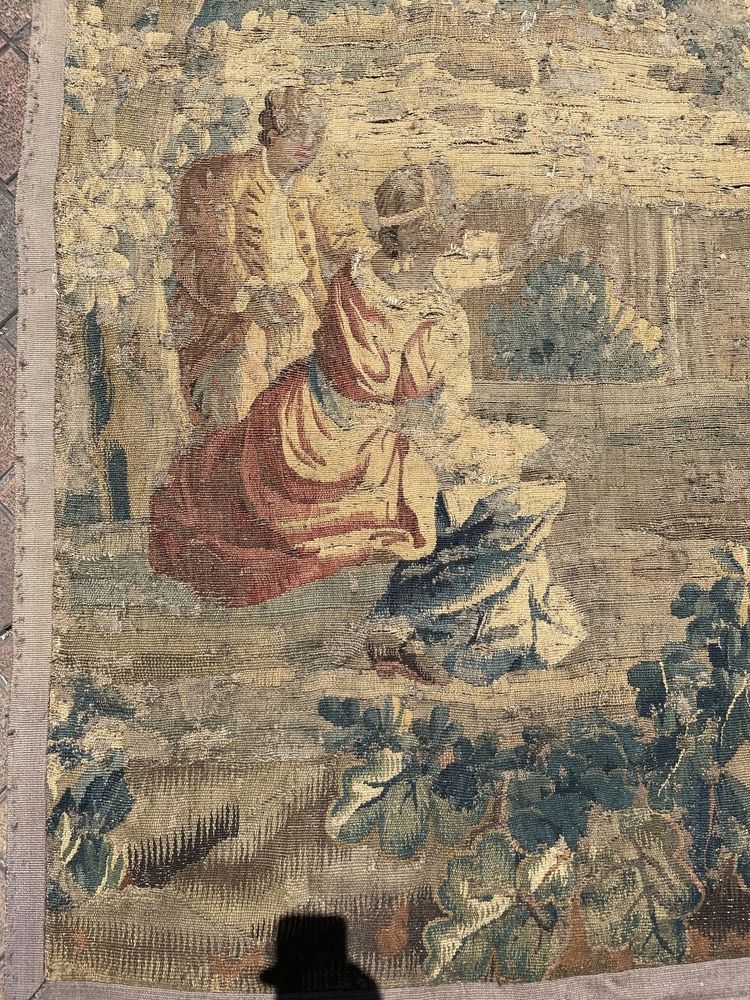 Arazzo in lana Aubusson raffigurante una scena di Colin il cieco