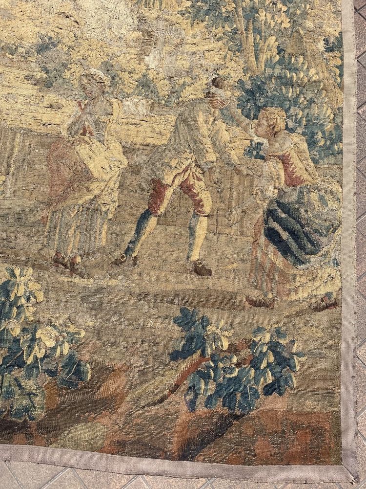 Arazzo in lana Aubusson raffigurante una scena di Colin il cieco