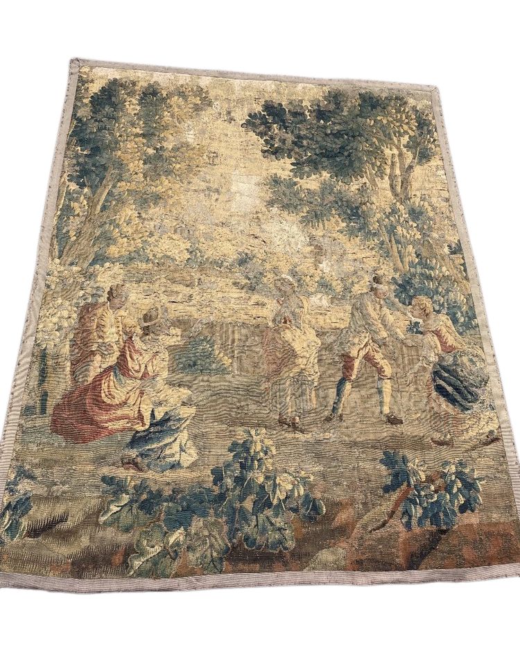Arazzo in lana Aubusson raffigurante una scena di Colin il cieco