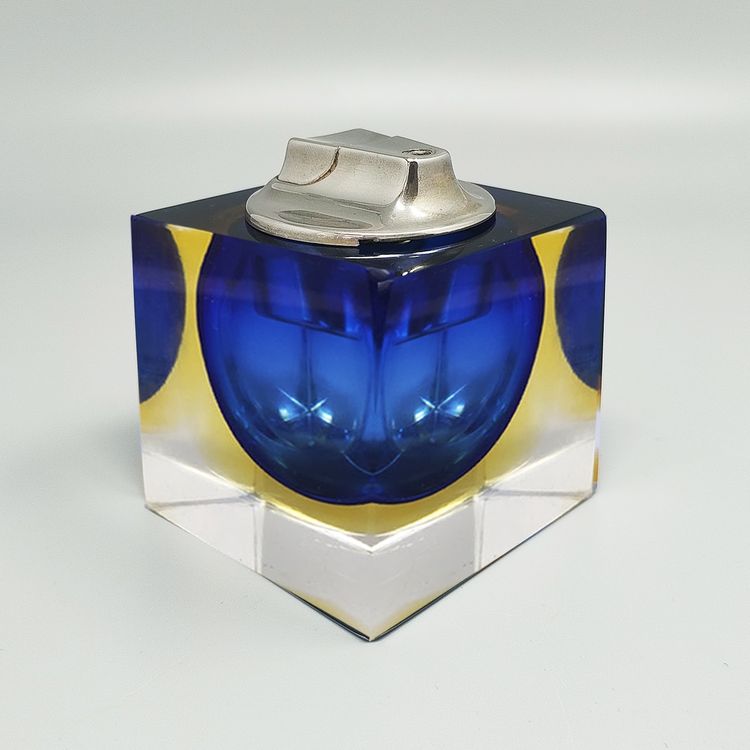 Superbe briquet de table bleu des années 1960 en verre de Murano Sommerso par Flavio Poli pour Seguso